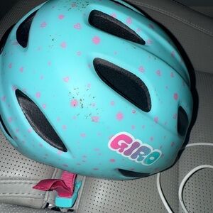 Giro Kids Helmet - Teal with Pink Floral Design